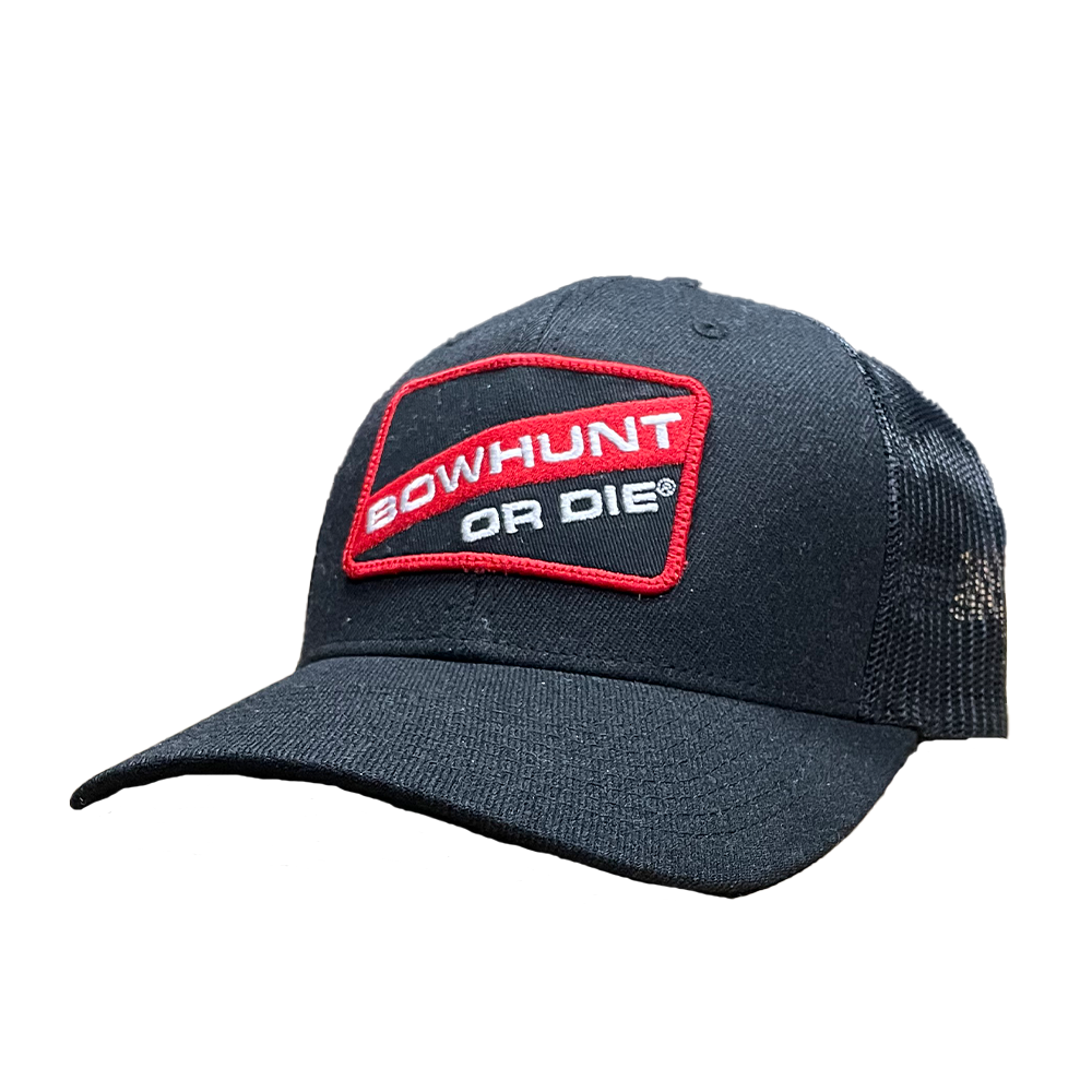 Bowhunt or Die Black Offset Hat 3D