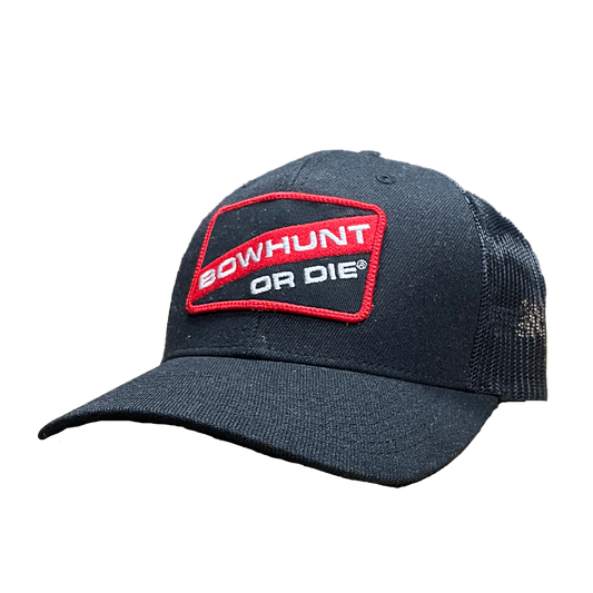 Bowhunt or Die Black Offset Hat 3D