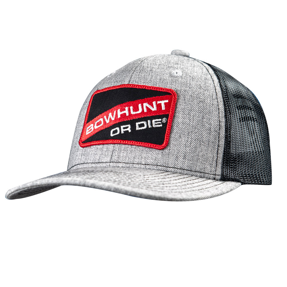 Bowhunt or Die grey offset patch hat