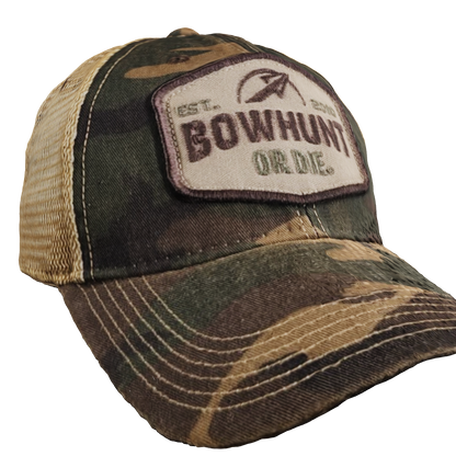 Bowhunt or Die Patch Hat in Camo